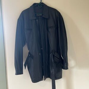 Wilson's Women’s Gently Used Genuine Long Leather 90s Jacket Size Medium Black